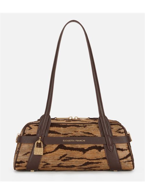 TIGER PRINT TOP HANDLE BAG ELISABETTA FRANCHI | BS11A62E2470 cammello